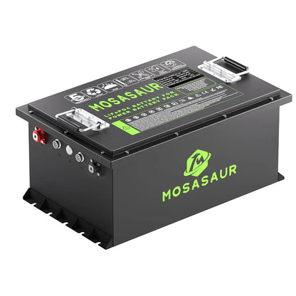 Mosasaur 48V 105Ah BMS200A Lithium Golf Cart Battery with 20A Charger, 51.2 Volt LifePo4 battery with metal casing for Max 10.24kW Power Golf Cart