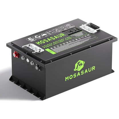 Mosasaur 48V 105Ah BMS200A Lithium Golf Cart Battery with 20A Charger, 51.2 Volt LifePo4 battery with metal casing for Max 10.24kW Power Golf Cart